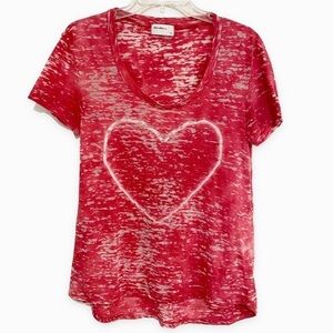 Allen Allen | Long Tee Heart Fitted Red White Size XS